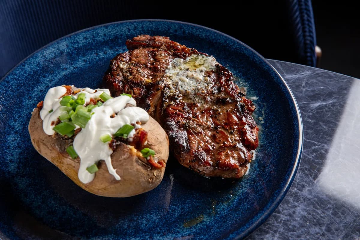 Ribeye steak entree from the Showdown Social kitchen