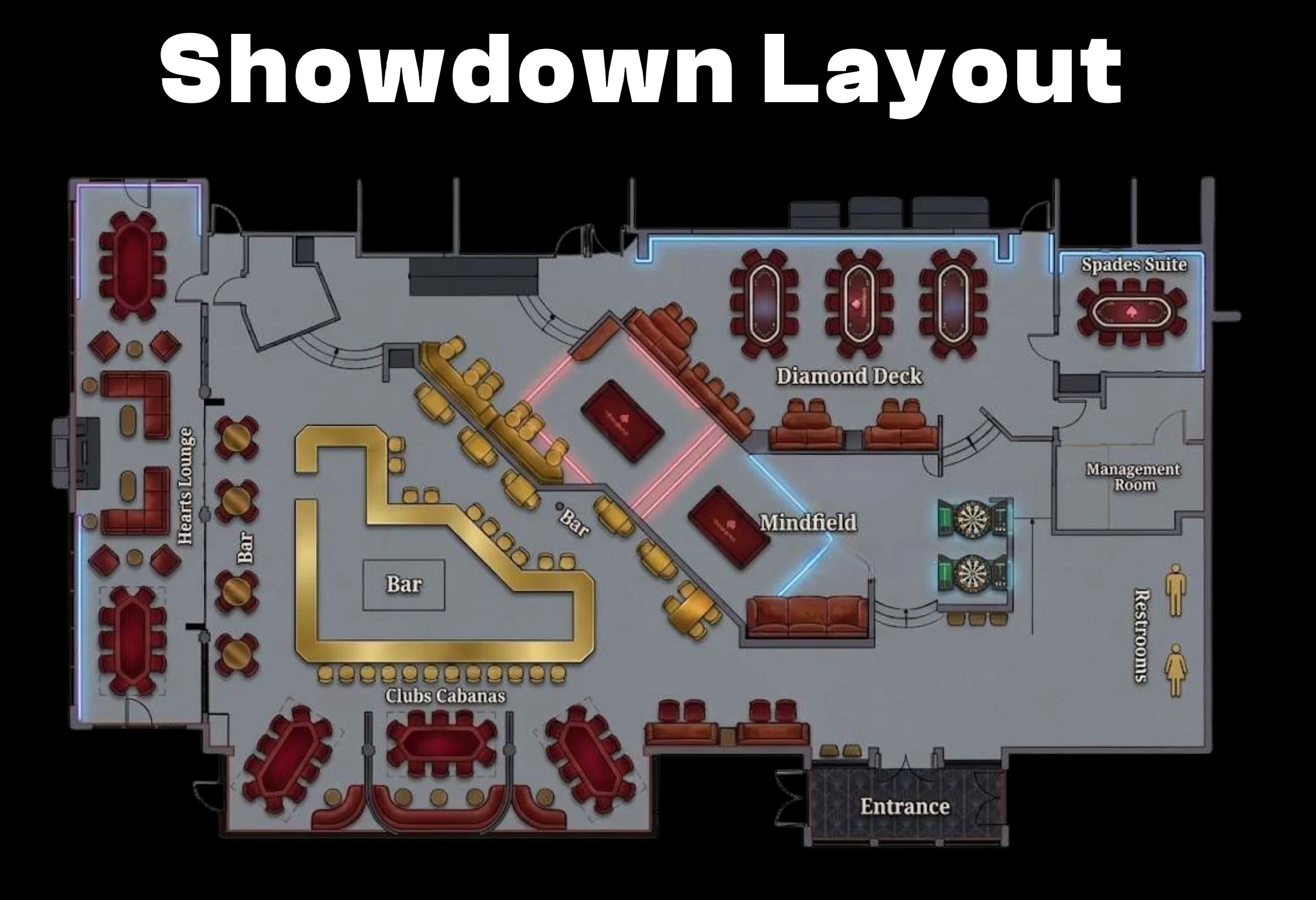 Showdown Social venue layout with event spaces