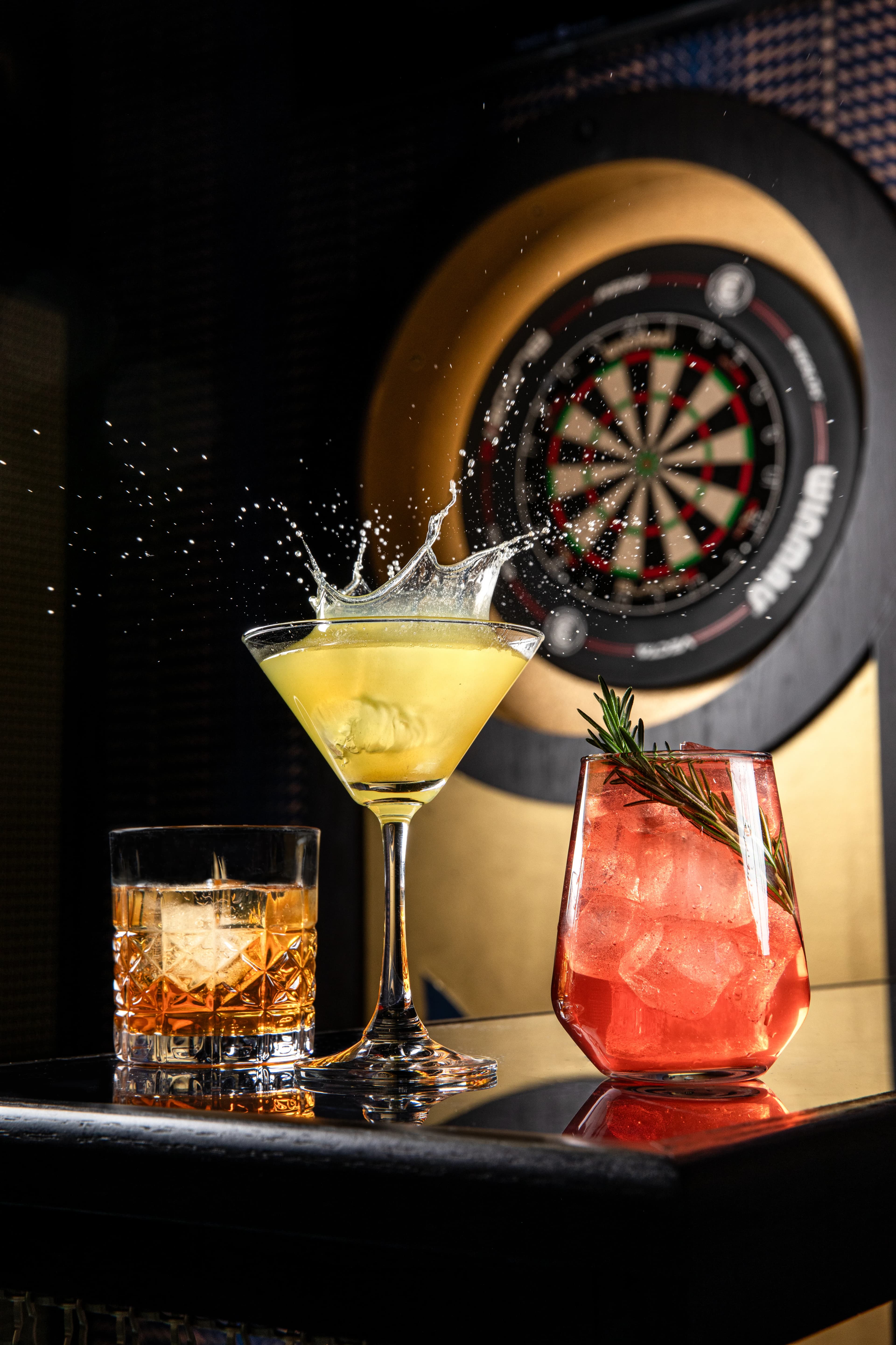 Cocktails beside the dartboard at Showdown Social